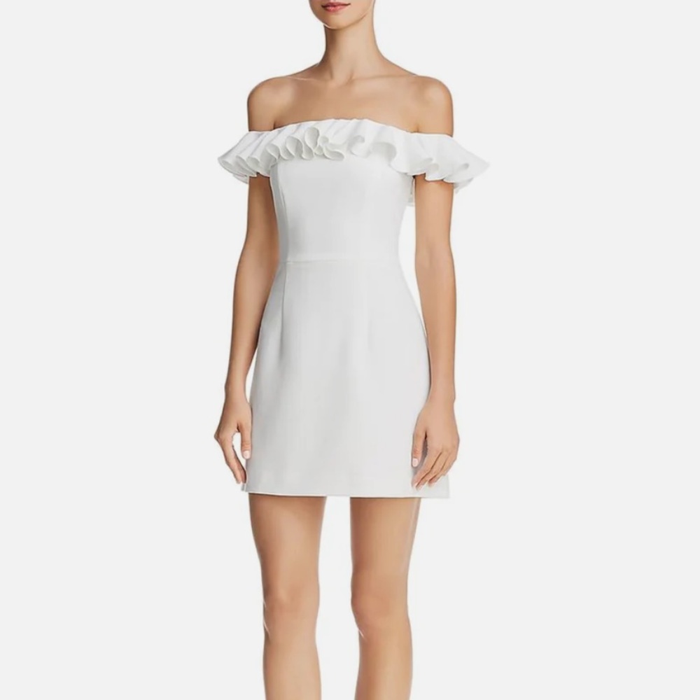French Connection Whisper Womens Ruffled Sleeveless Mini Dress